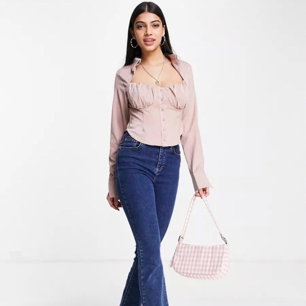 Women's Dusty Rose Button-Front Blouse